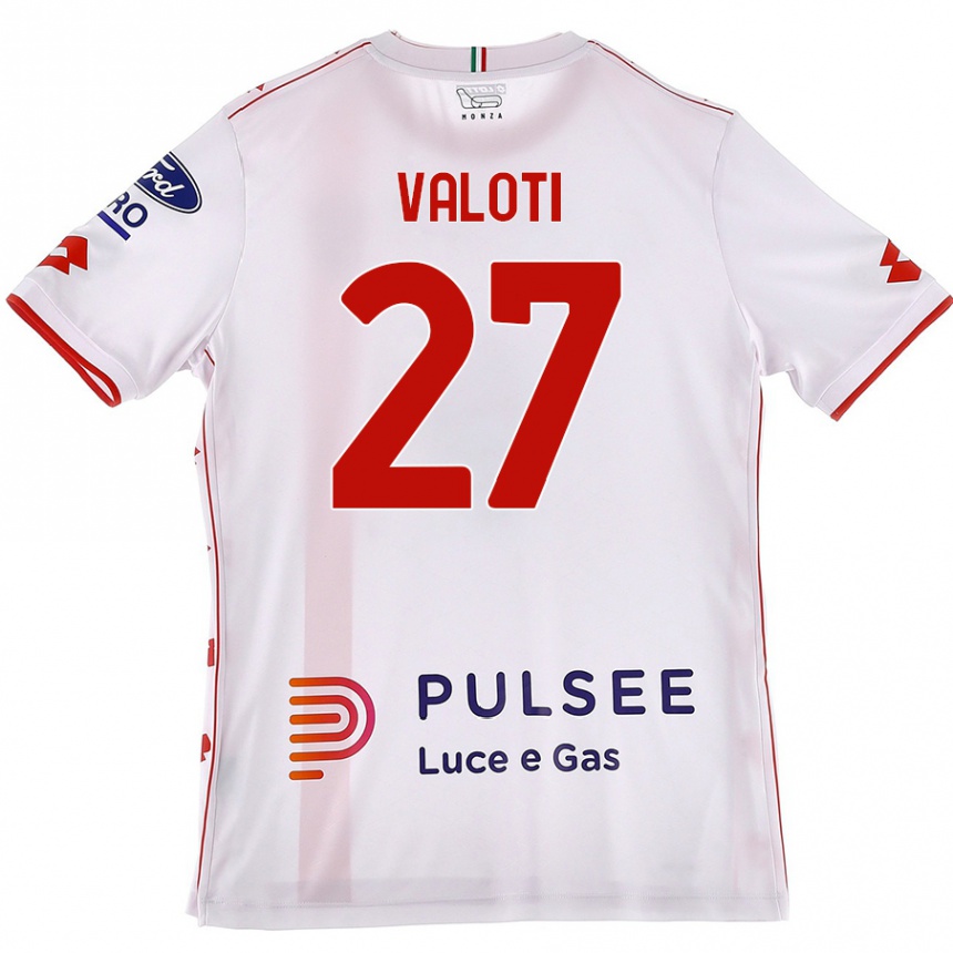 Hombre Fútbol Camiseta Mattia Valoti #27 Blanco Rojo 2ª Equipación 2024/25 México