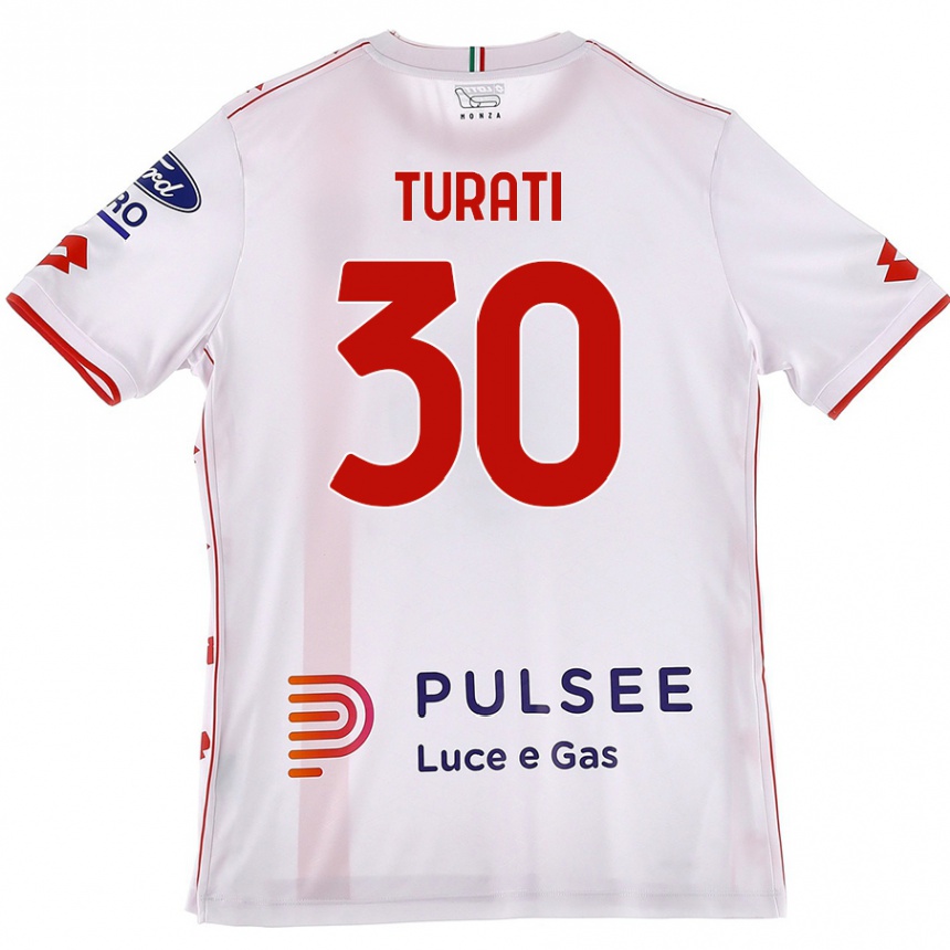 Hombre Fútbol Camiseta Stefano Turati #30 Blanco Rojo 2ª Equipación 2024/25 México