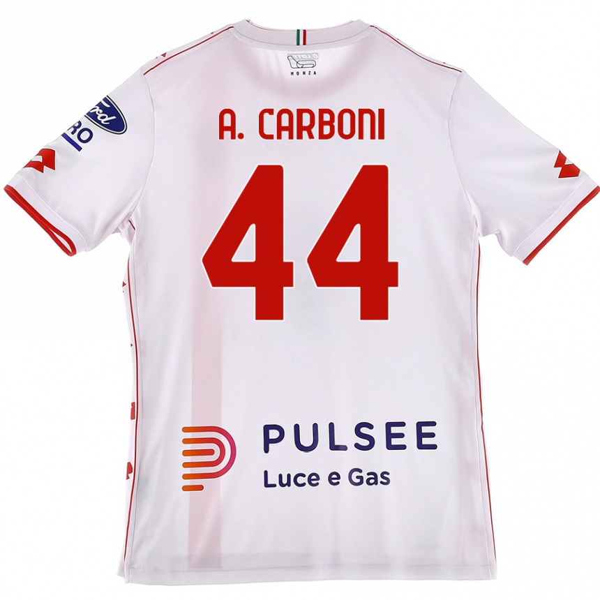 Hombre Fútbol Camiseta Andrea Carboni #44 Blanco Rojo 2ª Equipación 2024/25 México