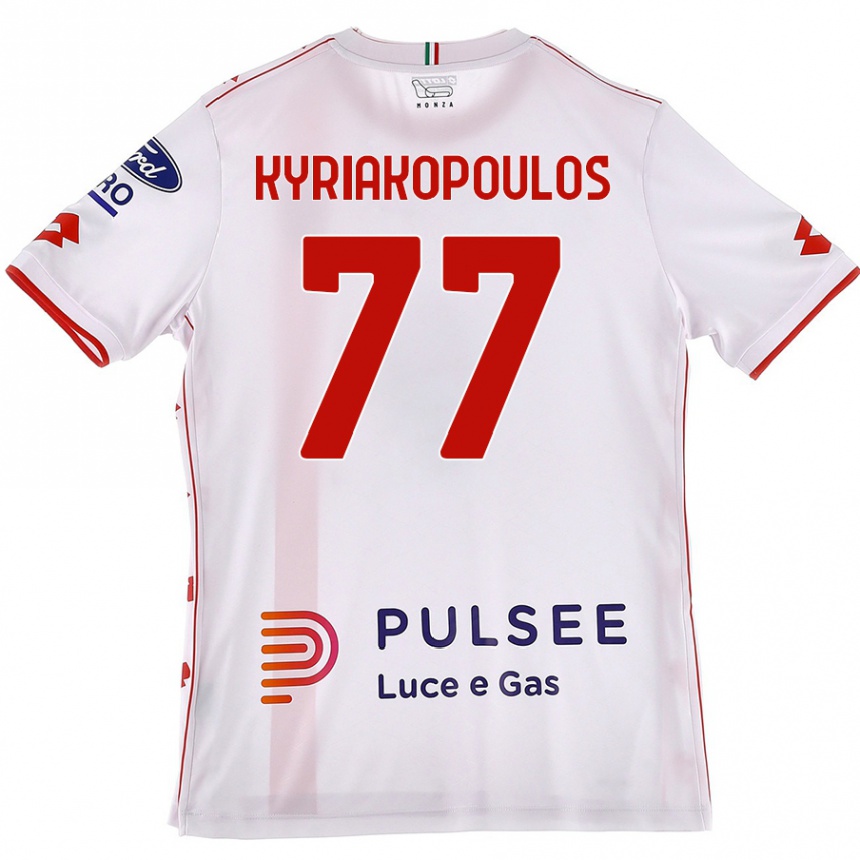 Hombre Fútbol Camiseta Georgios Kyriakopoulos #77 Blanco Rojo 2ª Equipación 2024/25 México