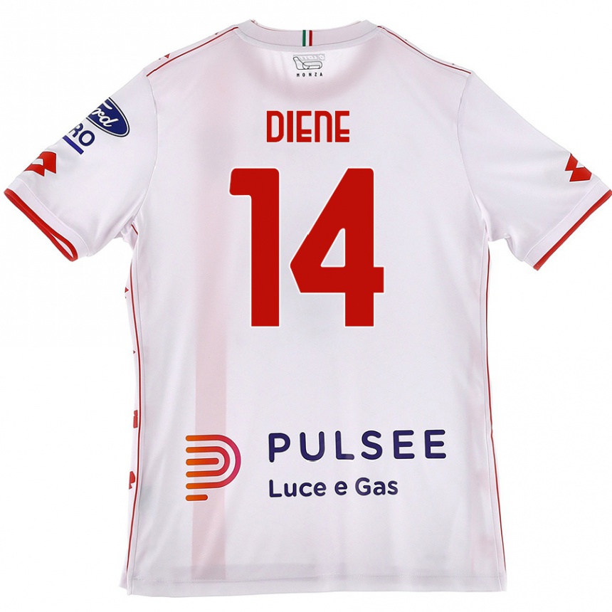 Hombre Fútbol Camiseta Abdou Diene #14 Blanco Rojo 2ª Equipación 2024/25 México