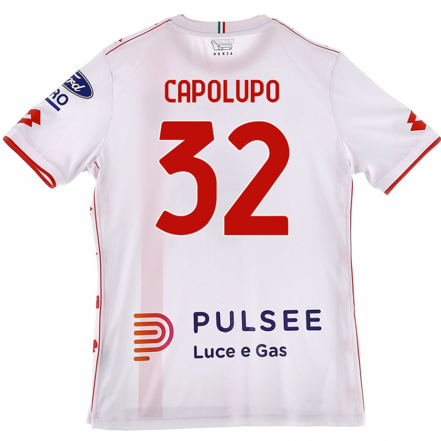 Hombre Fútbol Camiseta Samuele Capolupo #32 Blanco Rojo 2ª Equipación 2024/25 México