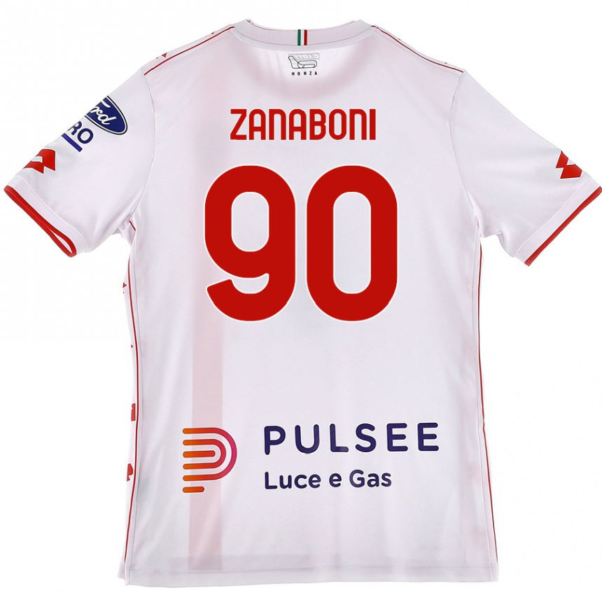 Hombre Fútbol Camiseta Emanuele Zanaboni #90 Blanco Rojo 2ª Equipación 2024/25 México