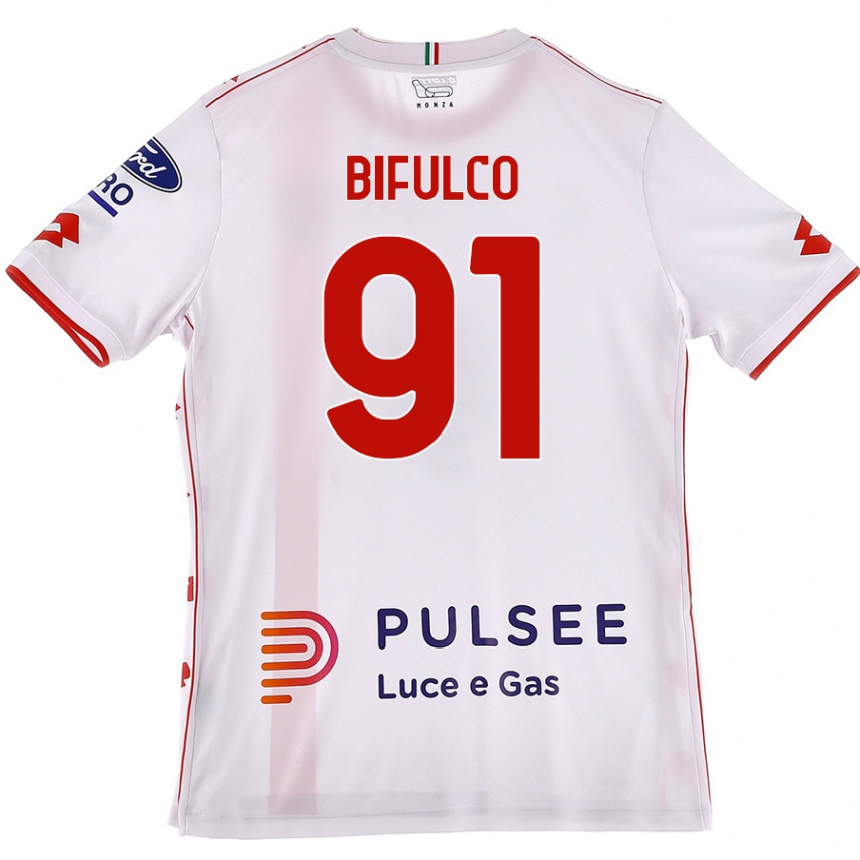 Hombre Fútbol Camiseta Davide Bifulco #91 Blanco Rojo 2ª Equipación 2024/25 México