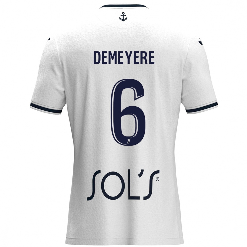 Hombre Fútbol Camiseta Silke Demeyere #6 Blanco Azul Oscuro 2ª Equipación 2024/25 México