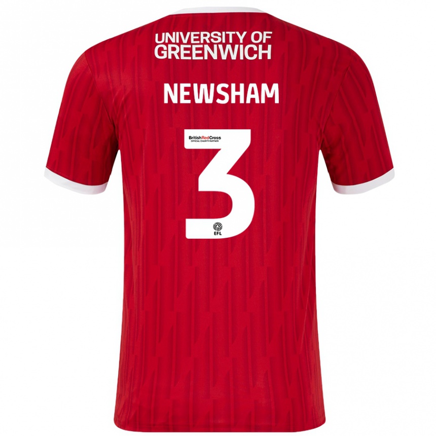 Mujer Fútbol Camiseta Charlotte Newsham #3 Rojo Blanco 1ª Equipación 2024/25 México