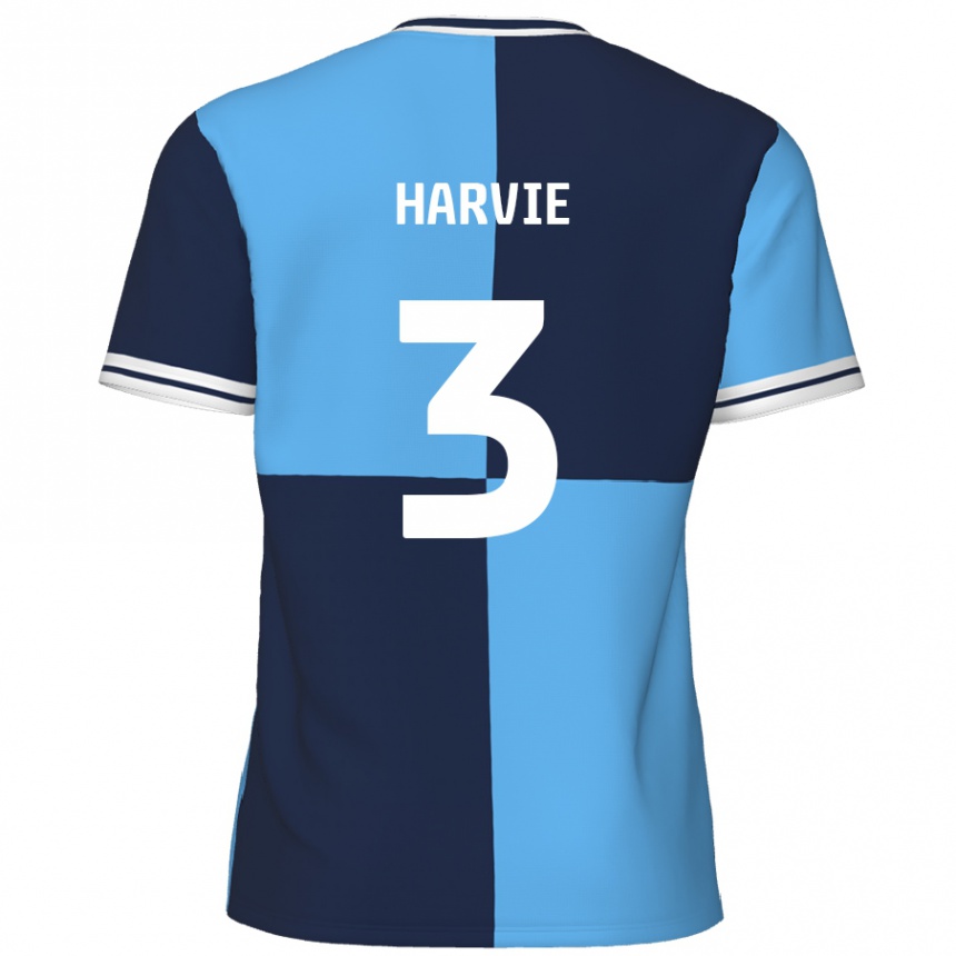 Mujer Fútbol Camiseta Daniel Harvie #3 Azul Cielo Azul Oscuro 1ª Equipación 2024/25 México