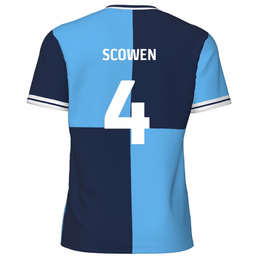 Mujer Fútbol Camiseta Josh Scowen #4 Azul Cielo Azul Oscuro 1ª Equipación 2024/25 México