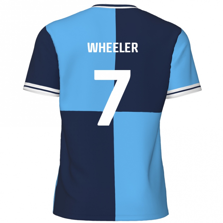 Mujer Fútbol Camiseta David Wheeler #7 Azul Cielo Azul Oscuro 1ª Equipación 2024/25 México