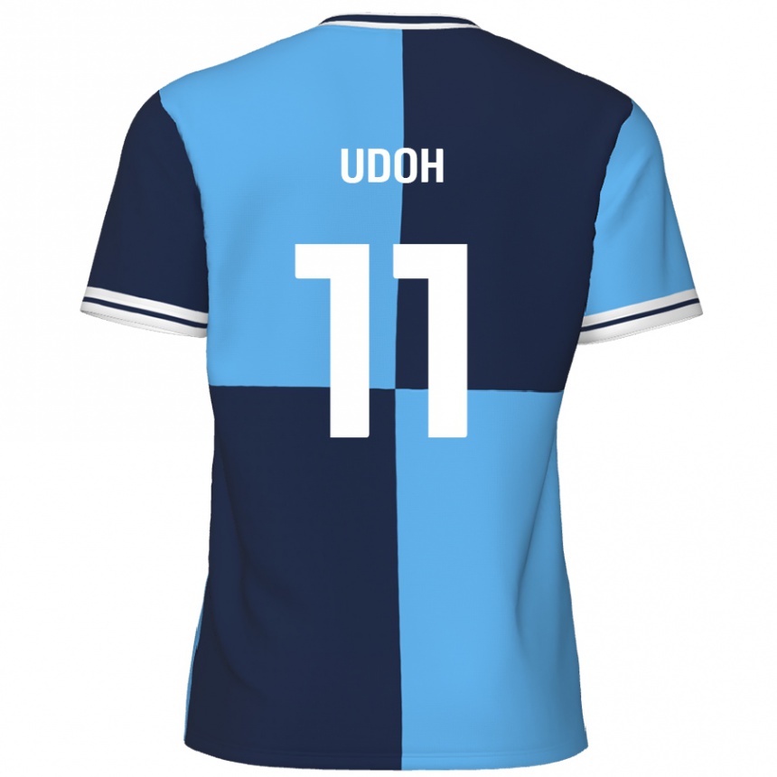 Mujer Fútbol Camiseta Daniel Udoh #11 Azul Cielo Azul Oscuro 1ª Equipación 2024/25 México