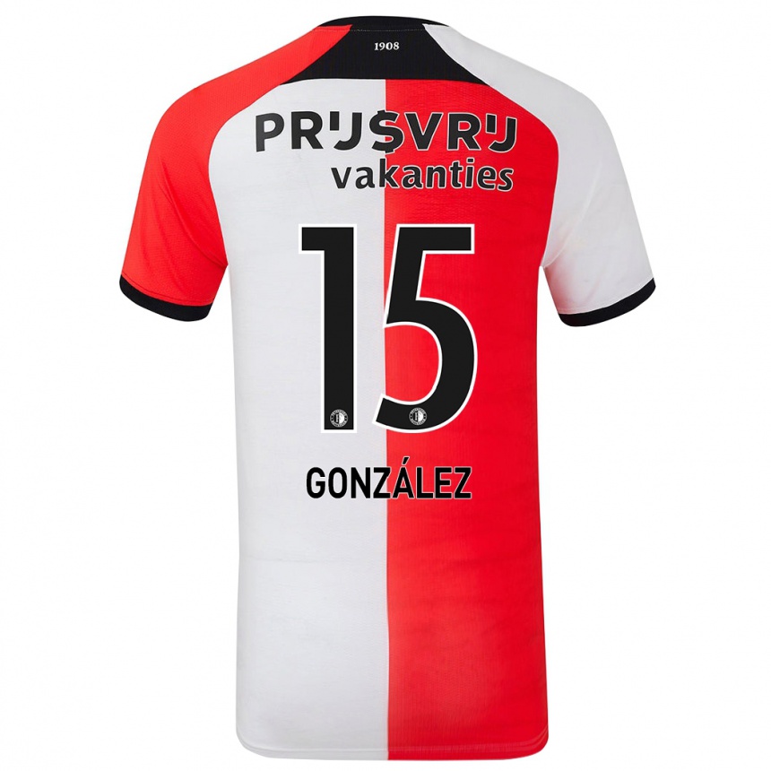 Niño Fútbol Camiseta Facundo González #15 Rojo Blanco 1ª Equipación 2024/25 México