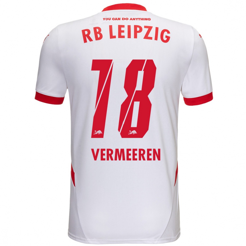 Niño Fútbol Camiseta Arthur Vermeeren #18 Blanco Rojo 1ª Equipación 2024/25 México