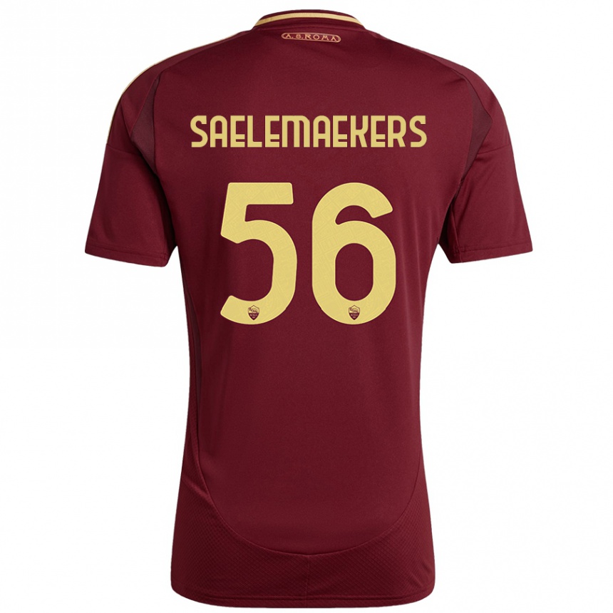 Niño Fútbol Camiseta Alexis Saelemaekers #56 Rojo Marrón Dorado 1ª Equipación 2024/25 México