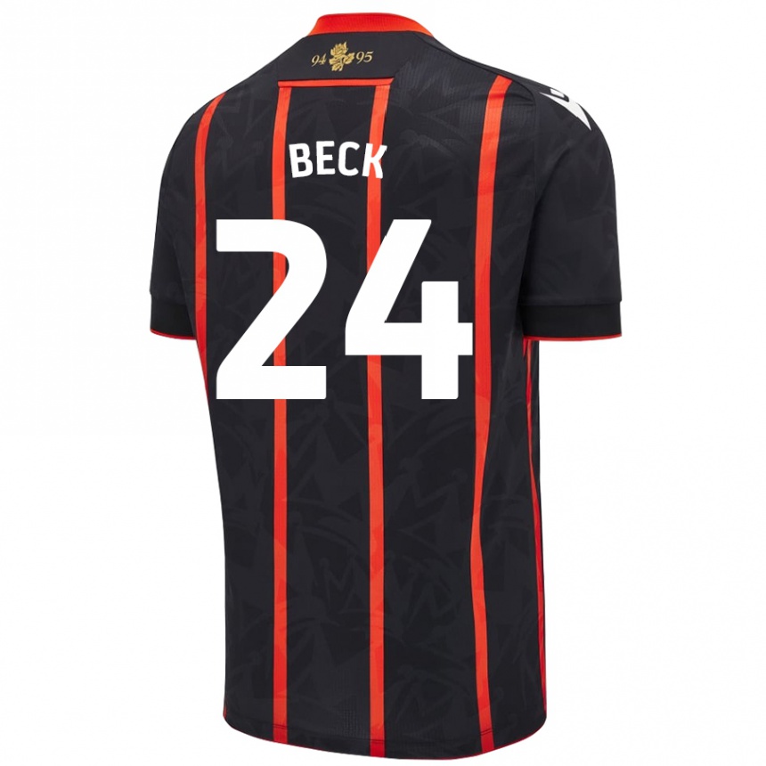 Niño Fútbol Camiseta Owen Beck #24 Negro Rojo 2ª Equipación 2024/25 México