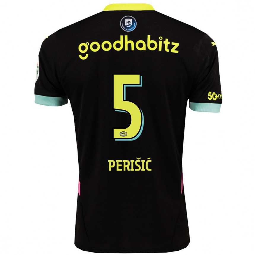 Niño Fútbol Camiseta Ivan Perisic #5 Negro Amarillo 2ª Equipación 2024/25 México