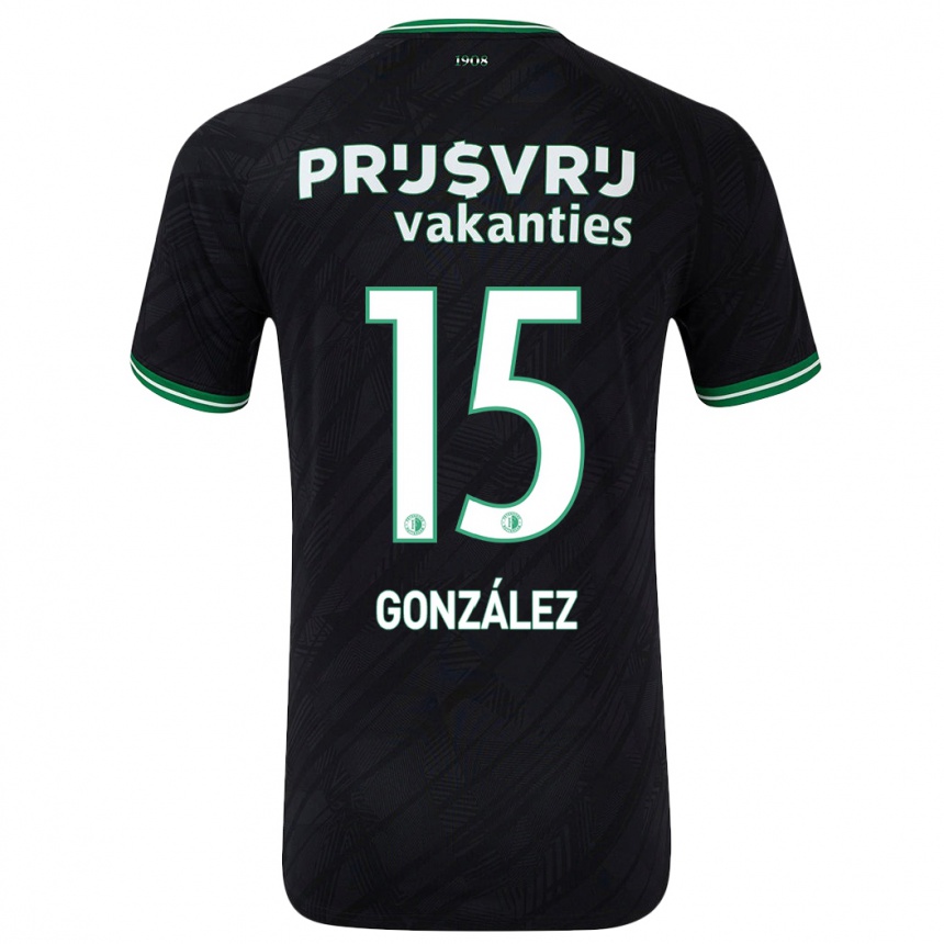 Niño Fútbol Camiseta Facundo González #15 Negro Verde 2ª Equipación 2024/25 México