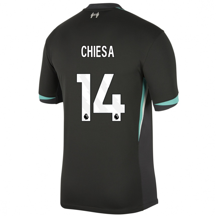 Niño Fútbol Camiseta Federico Chiesa #14 Negro Antracita Blanco 2ª Equipación 2024/25 México