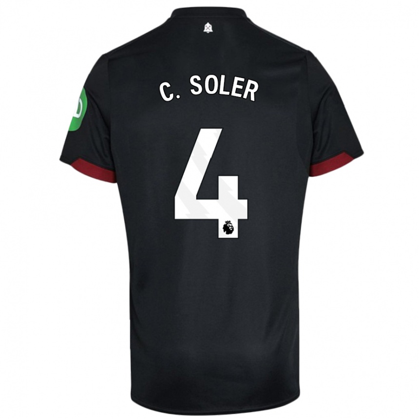 Niño Fútbol Camiseta Carlos Soler #4 Negro Blanco 2ª Equipación 2024/25 México