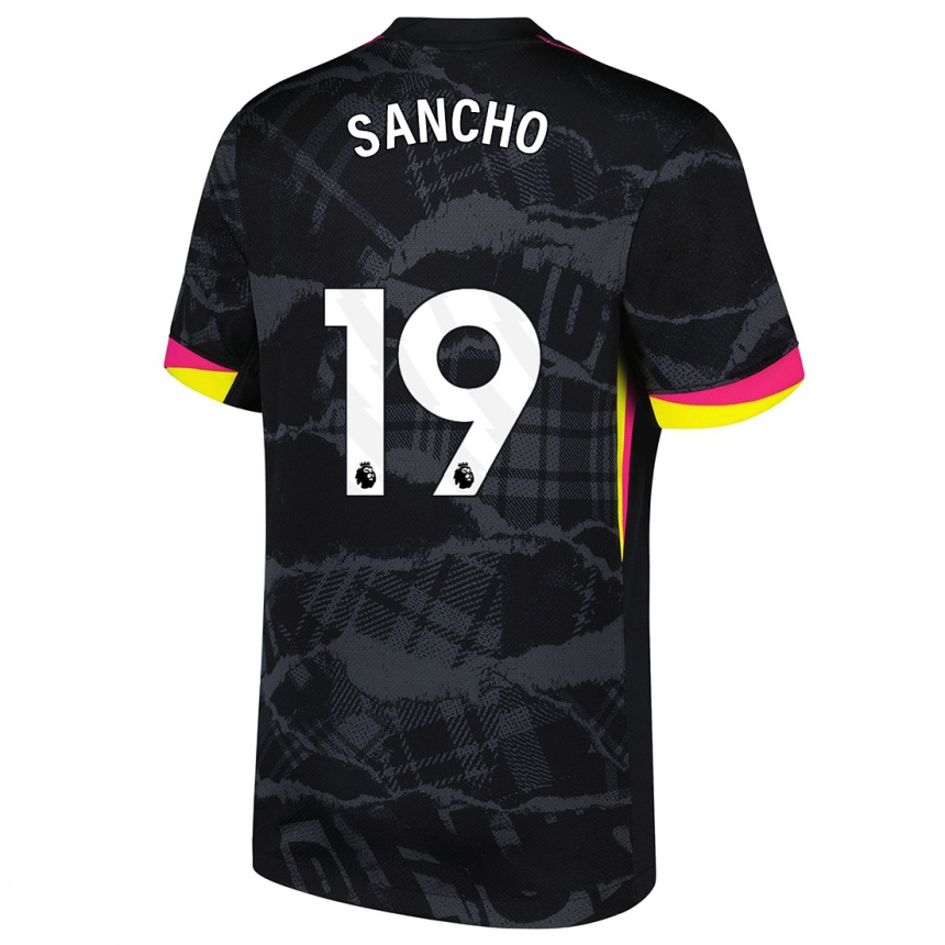 Niño Fútbol Camiseta Jadon Sancho #19 Negro Rosa Equipación Tercera 2024/25 México