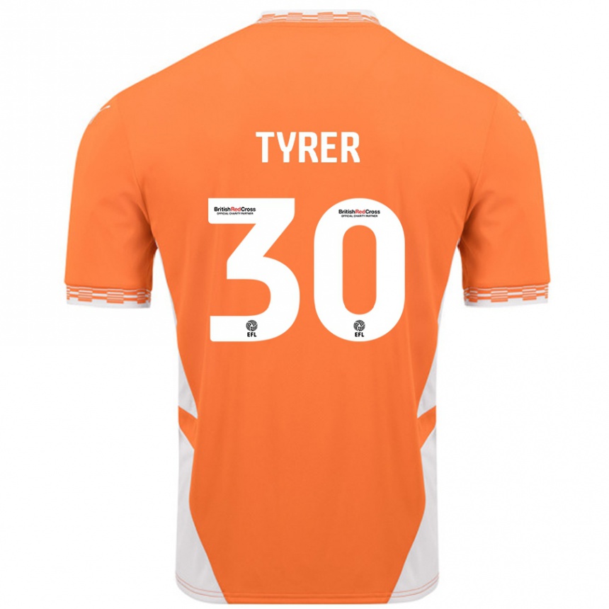 Niño Fútbol Camiseta Harry Tyrer #30 Naranja Blanco 1ª Equipación 2024/25 México