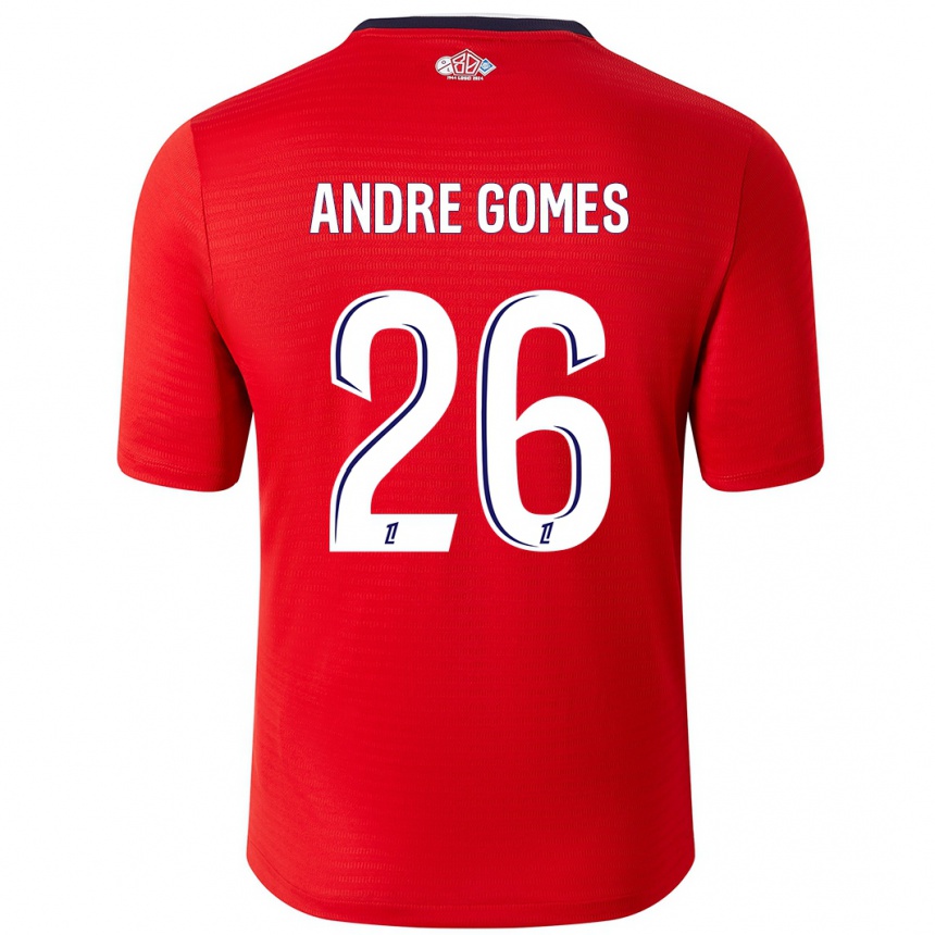 Niño Fútbol Camiseta André Gomes #26 Rojo Blanco 1ª Equipación 2024/25 México