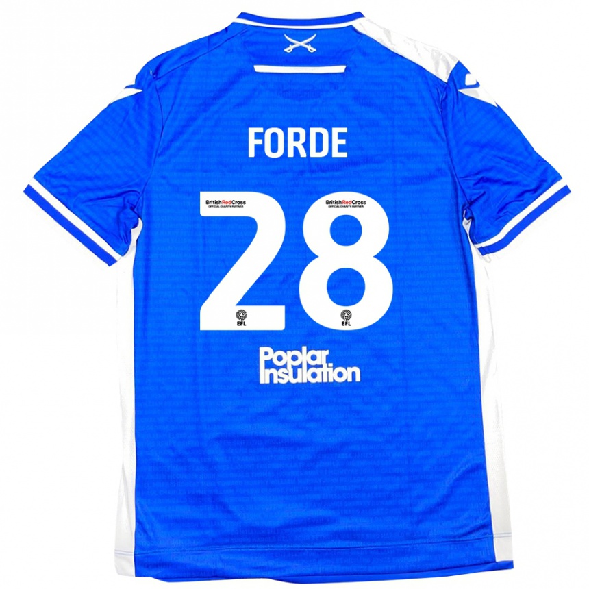 Niño Fútbol Camiseta Shaqai Forde #28 Azul Blanco 1ª Equipación 2024/25 México