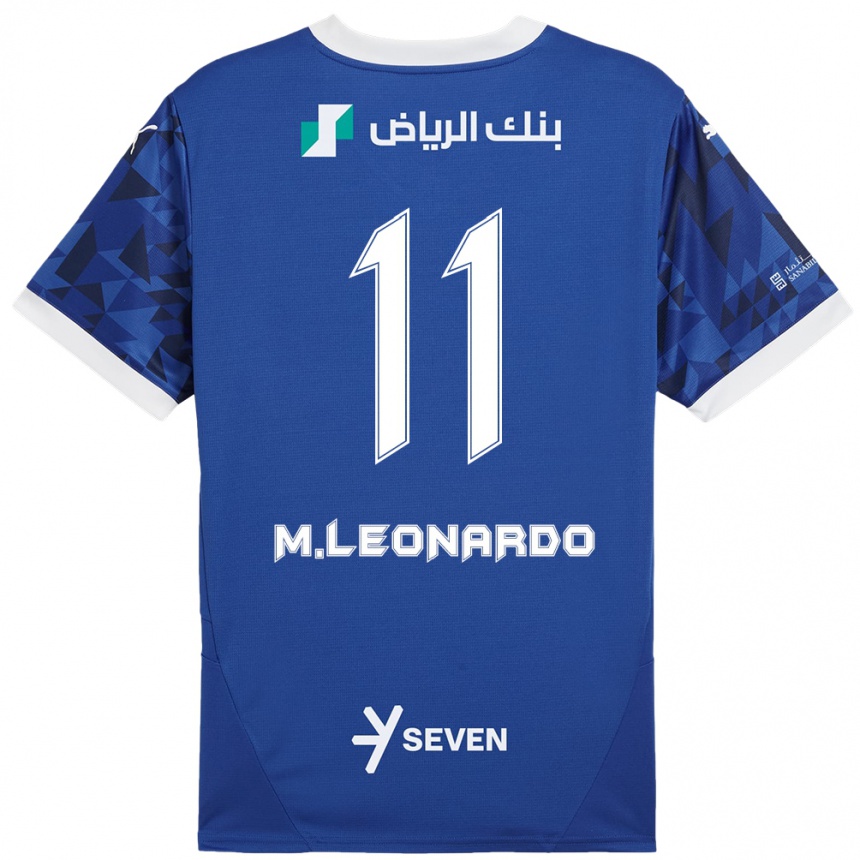 Niño Fútbol Camiseta Marcos Leonardo #11 Azul Oscuro Blanco 1ª Equipación 2024/25 México