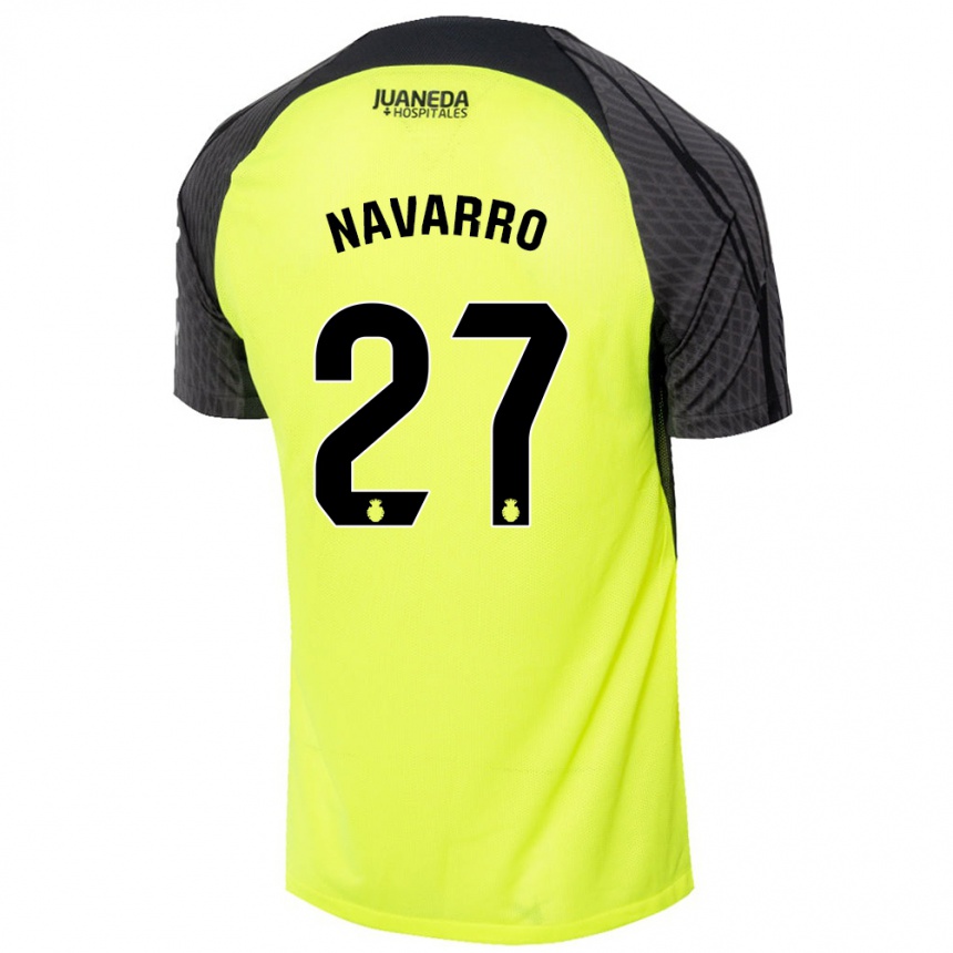 Niño Fútbol Camiseta Robert Navarro #27 Verde Fluorescente Negro 2ª Equipación 2024/25 México