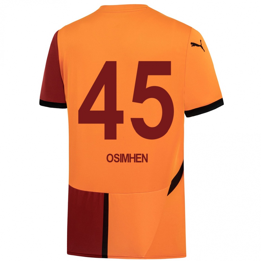 Niño Fútbol Camiseta Victor Osimhen #45 Amarillo Rojo 1ª Equipación 2024/25 México