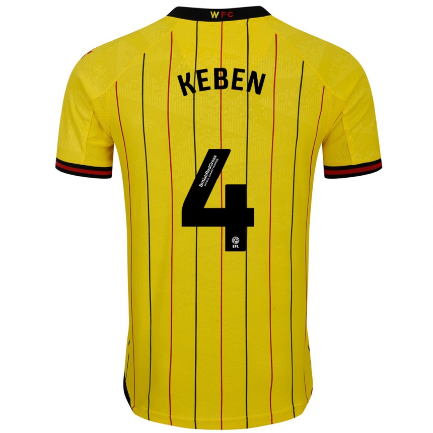 Niño Fútbol Camiseta Kévin Keben #4 Amarillo Negro 1ª Equipación 2024/25 México