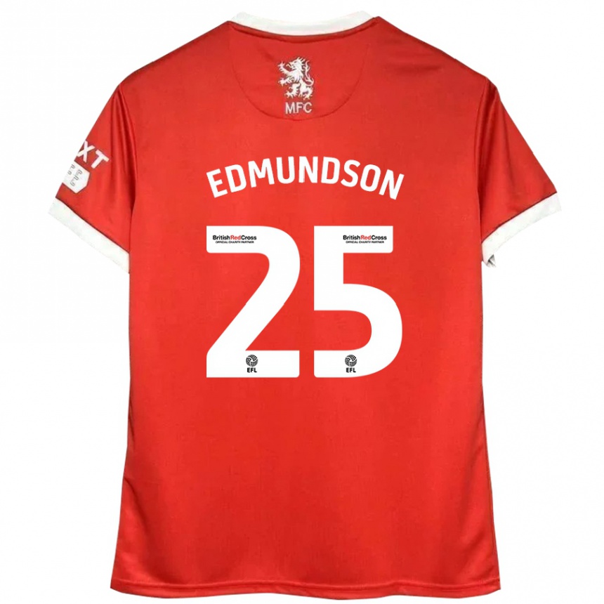 Niño Fútbol Camiseta George Edmundson #25 Rojo Blanco 1ª Equipación 2024/25 México