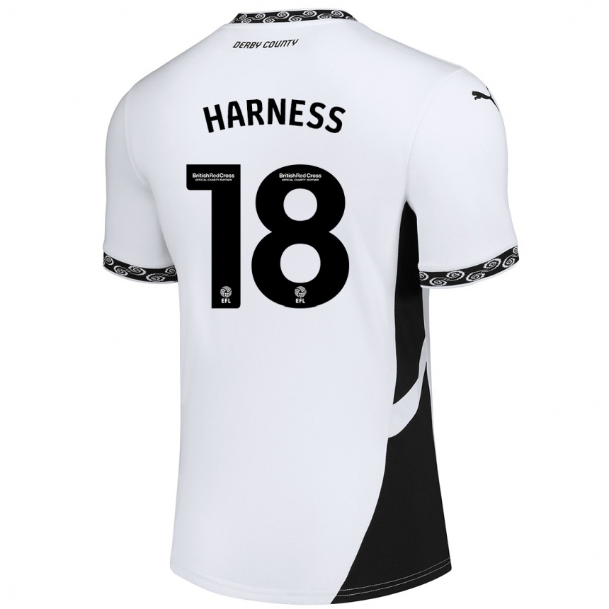 Niño Fútbol Camiseta Marcus Harness #18 Blanco Negro 1ª Equipación 2024/25 México