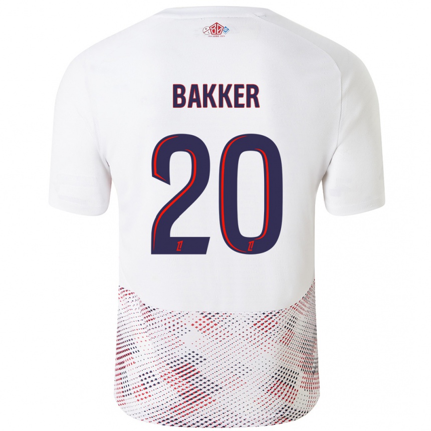 Niño Fútbol Camiseta Mitchel Bakker #20 Blanco Azul Real 2ª Equipación 2024/25 México