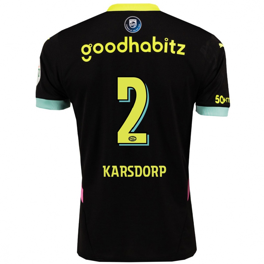 Niño Fútbol Camiseta Rick Karsdorp #2 Negro Amarillo 2ª Equipación 2024/25 México