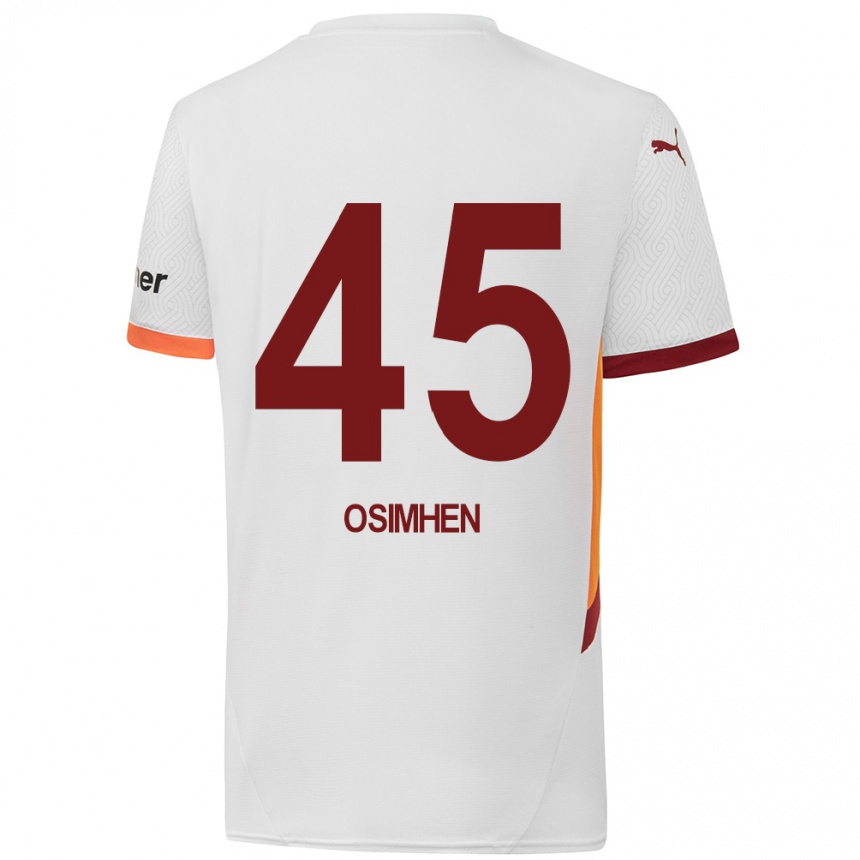 Niño Fútbol Camiseta Victor Osimhen #45 Blanco Amarillo Rojo 2ª Equipación 2024/25 México