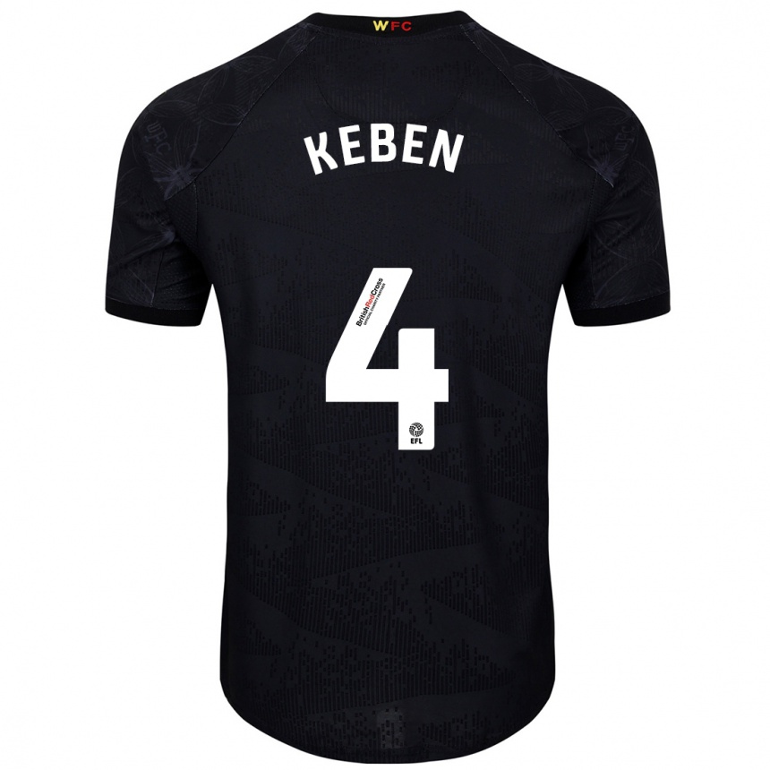 Niño Fútbol Camiseta Kévin Keben #4 Negro Blanco 2ª Equipación 2024/25 México