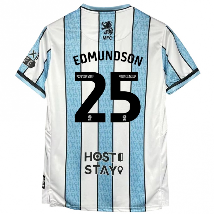 Niño Fútbol Camiseta George Edmundson #25 Blanco Azul 2ª Equipación 2024/25 México