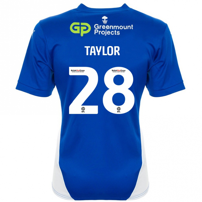 Niño Fútbol Camiseta Dale Taylor #28 Azul Blanco 1ª Equipación 2024/25 México