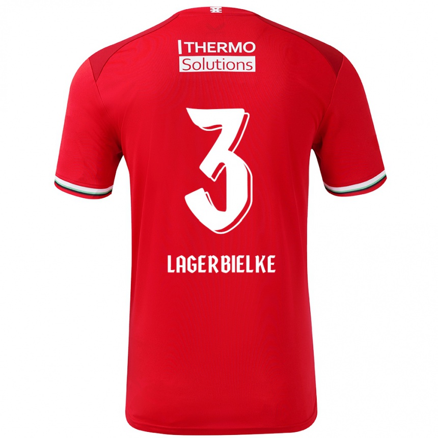 Niño Fútbol Camiseta Gustaf Lagerbielke #3 Rojo Blanco 1ª Equipación 2024/25 México