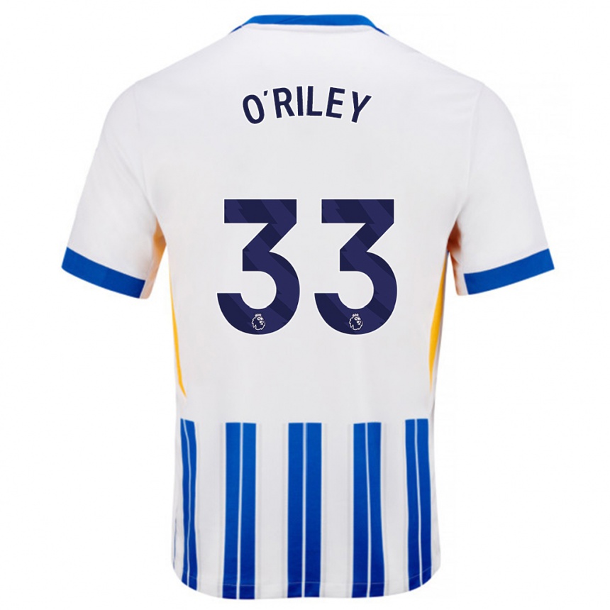 Niño Fútbol Camiseta Matt O'riley #33 Blanco Azul Rayas 1ª Equipación 2024/25 México