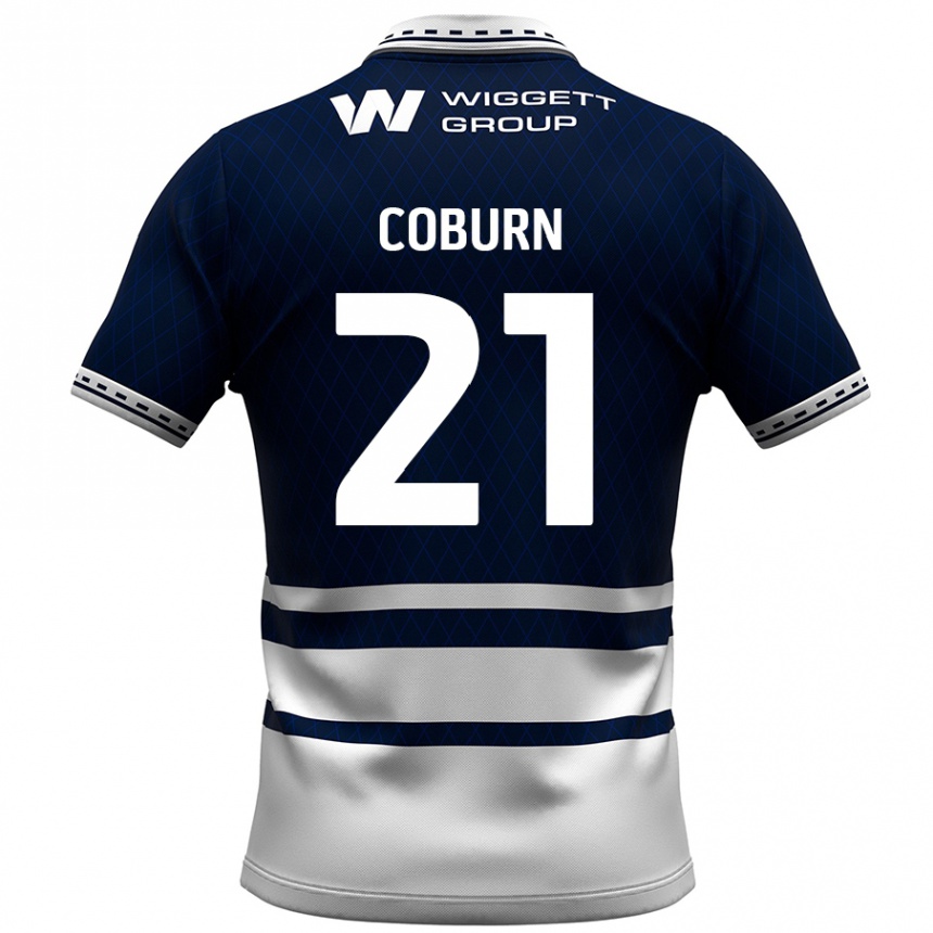 Niño Fútbol Camiseta Josh Coburn #21 Azul Marino Blanco 1ª Equipación 2024/25 México