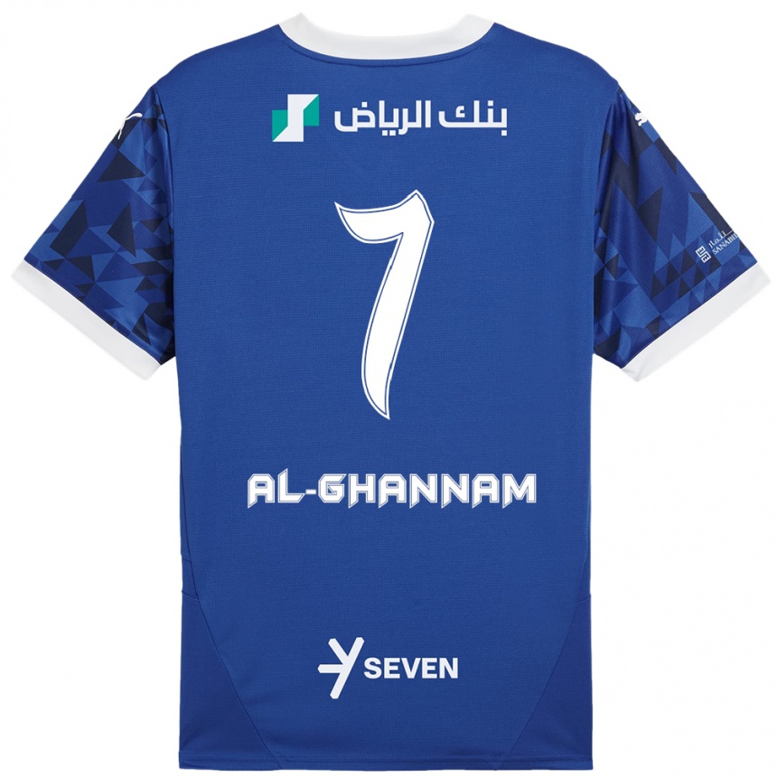 Niño Fútbol Camiseta Khalid Al-Ghannam #7 Azul Oscuro Blanco 1ª Equipación 2024/25 México