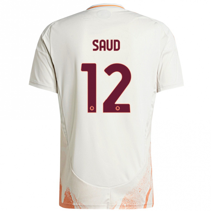 Niño Fútbol Camiseta Saud Abdulhamid #12 Crema Blanco Naranja 2ª Equipación 2024/25 México