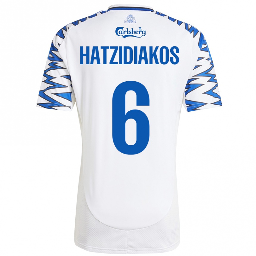 Niño Fútbol Camiseta Pantelis Hatzidiakos #6 Blanco Azul Cielo 1ª Equipación 2024/25 México