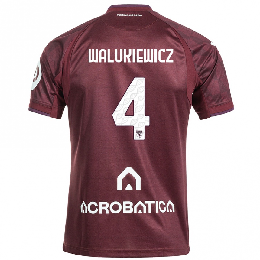 Niño Fútbol Camiseta Sebastian Walukiewicz #4 Granate Blanco 1ª Equipación 2024/25 México