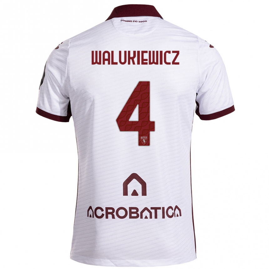 Niño Fútbol Camiseta Sebastian Walukiewicz #4 Blanco Granate 2ª Equipación 2024/25 México