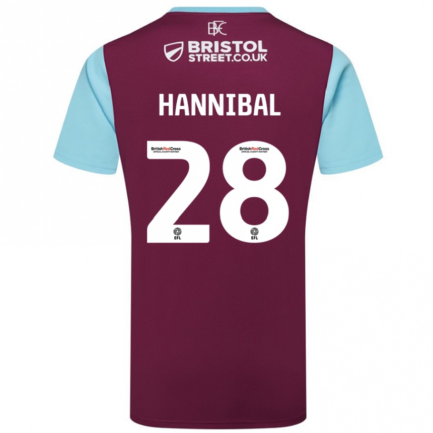 Hombre Fútbol Camiseta Hannibal Mejbri #28 Borgoña Azul Cielo 1ª Equipación 2024/25 México