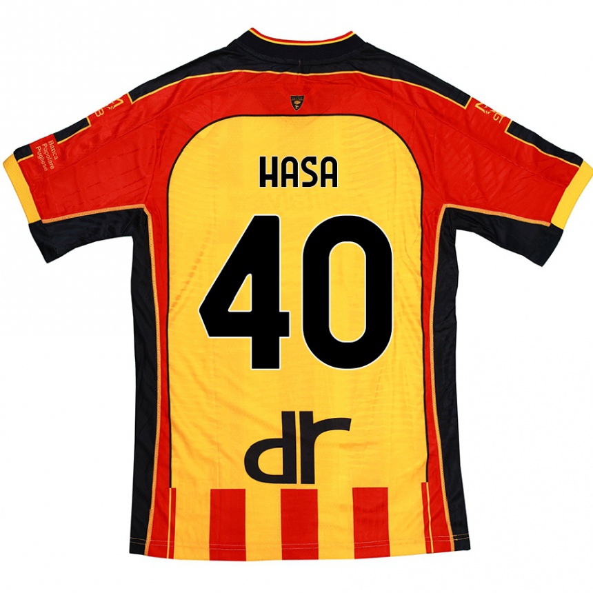 Hombre Fútbol Camiseta Luis Hasa #40 Amarillo Rojo 1ª Equipación 2024/25 México