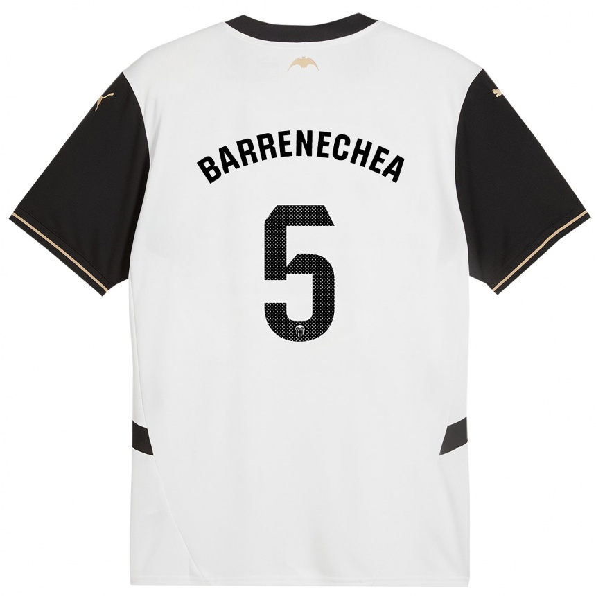 Hombre Fútbol Camiseta Enzo Barrenechea #5 Blanco Negro 1ª Equipación 2024/25 México