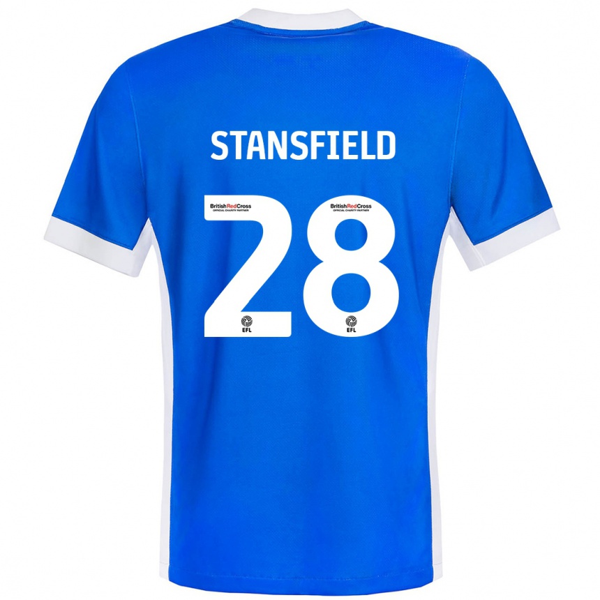 Hombre Fútbol Camiseta Jay Stansfield #28 Azul Blanco 1ª Equipación 2024/25 México